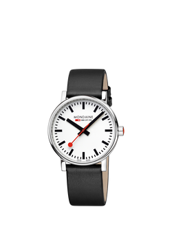 Mondaine Unisex Official Swiss Railways MSE40110LBV Vegan Leather Strap Watch, Black - view 2, Black