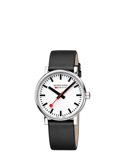 Mondaine MSE40110LBV Unisex Official Swiss Railways 40mm Vegan Leather Strap Watch, Black - view 2, Black