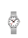 Mondaine Unisex Official Swiss Railways MSE40110SM Bracelet Strap Watch, Silver