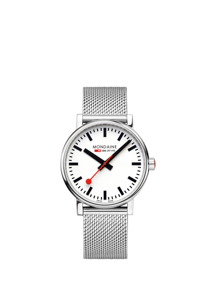Mondaine MSE40110SM Unisex Official Swiss Railways 40mm Bracelet Strap Watch, Silver, Silver