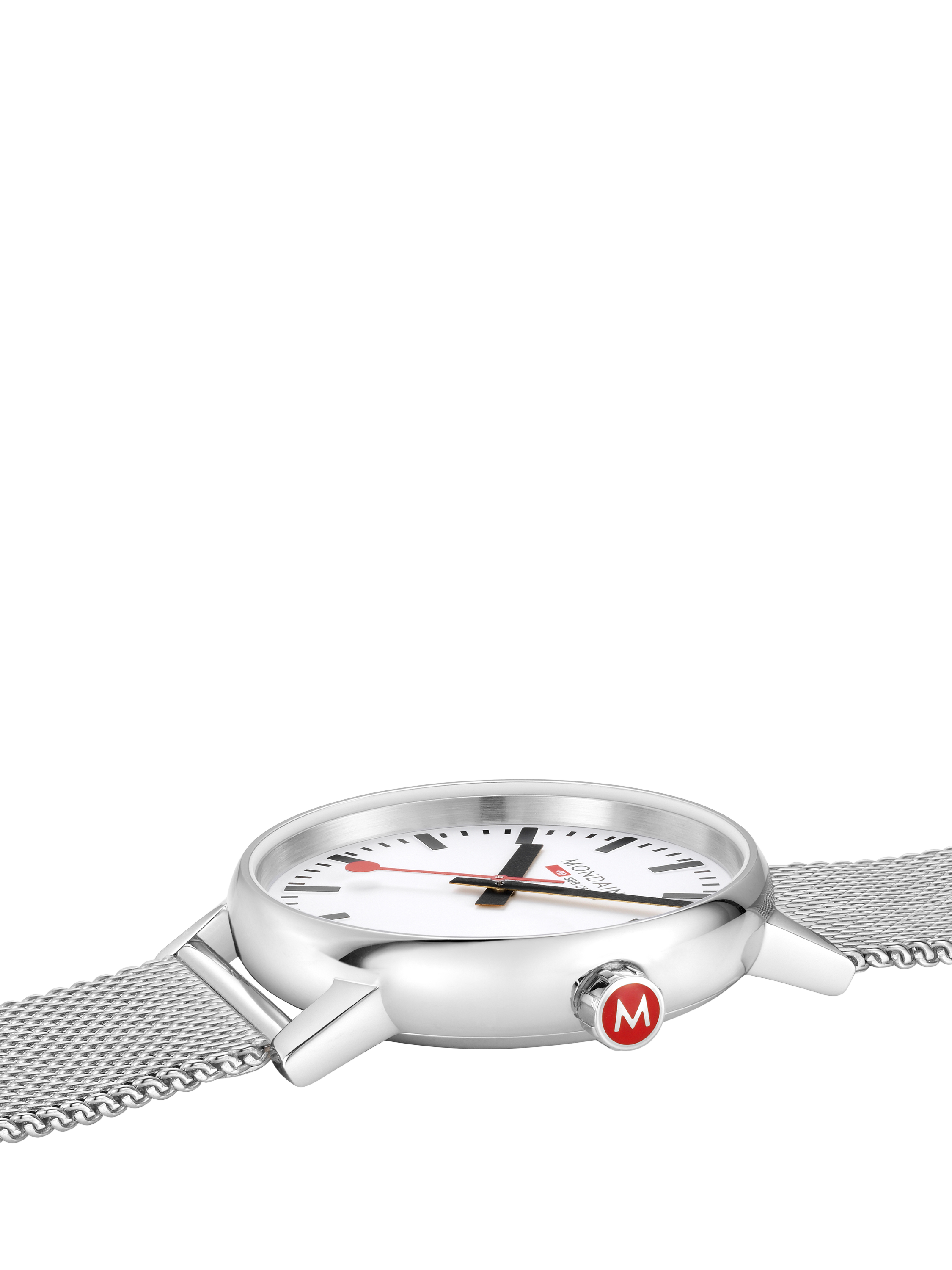 Product image 3 of 6, which shows Mondaine Unisex Official Swiss Railways MSE40110SM Bracelet Strap Watch, Silver