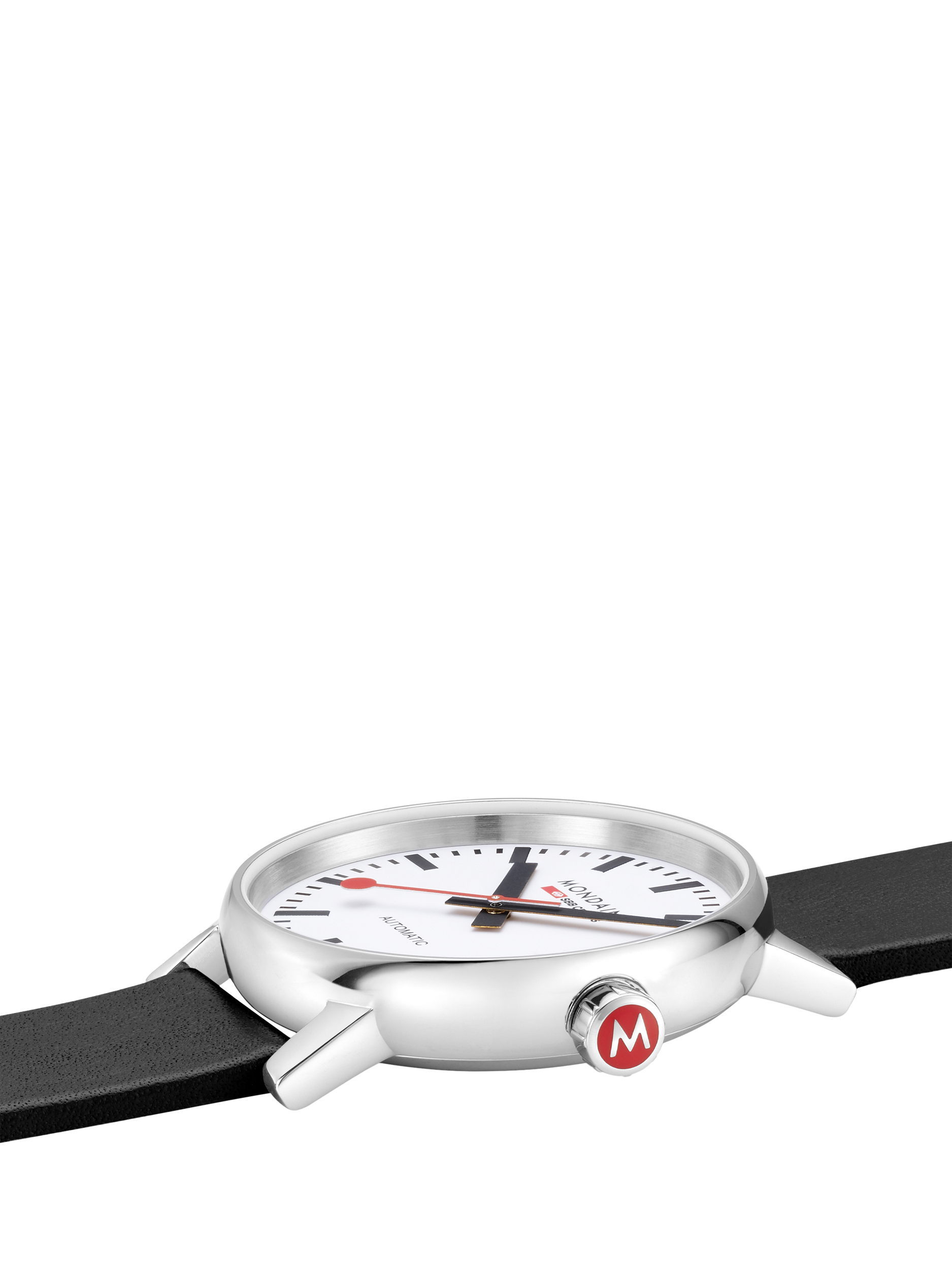 Product image 3 of 9, which shows Mondaine Unisex Automatic Evo 2 MSE40610LBV Vegan Leather Strap Watch, Black