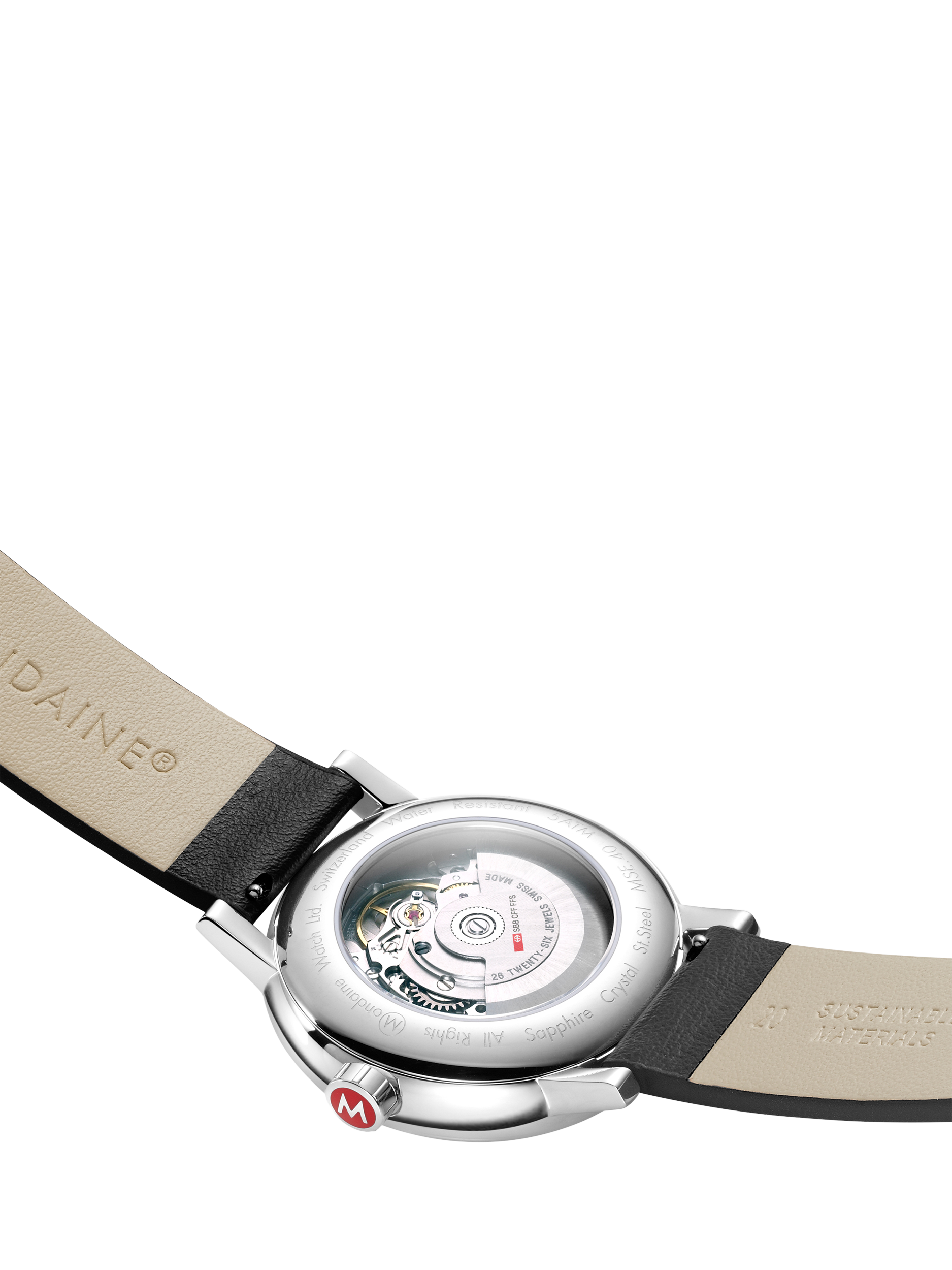 Product image 4 of 9, which shows Mondaine Unisex Automatic Evo 2 MSE40610LBV Vegan Leather Strap Watch, Black