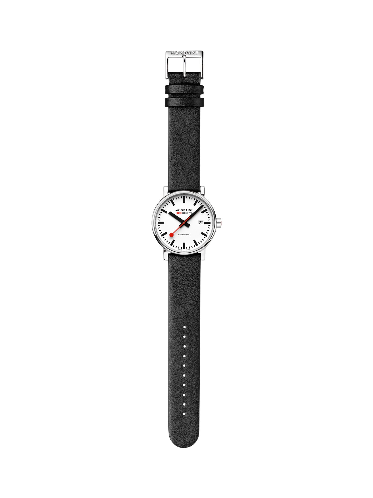 Product image 8 of 9, which shows Mondaine Unisex Automatic Evo 2 MSE40610LBV Vegan Leather Strap Watch, Black