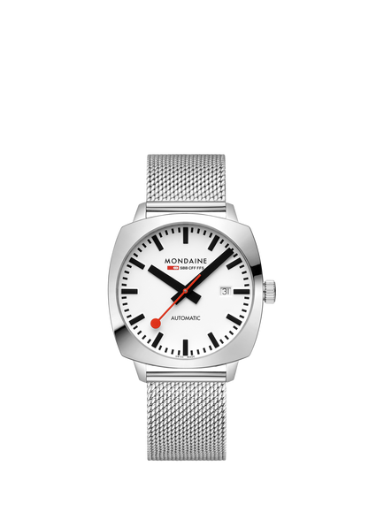 Mondaine MSL3961BLBV Men's Cushion 39mm Automatic Bracelet Strap Watch, Silver, Silver