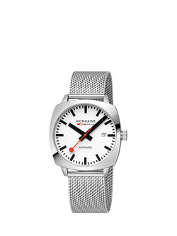 Mondaine Men's Cushion Automatic MSL3961BLBV Bracelet Strap Watch, Silver - view 2, Silver