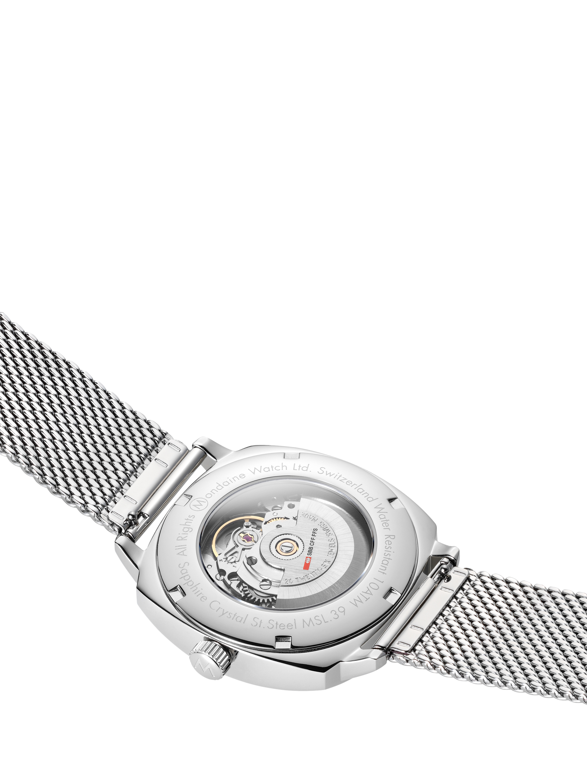 Product image 3 of 9, which shows Mondaine Men's Cushion Automatic MSL3961BLBV Bracelet Strap Watch, Silver