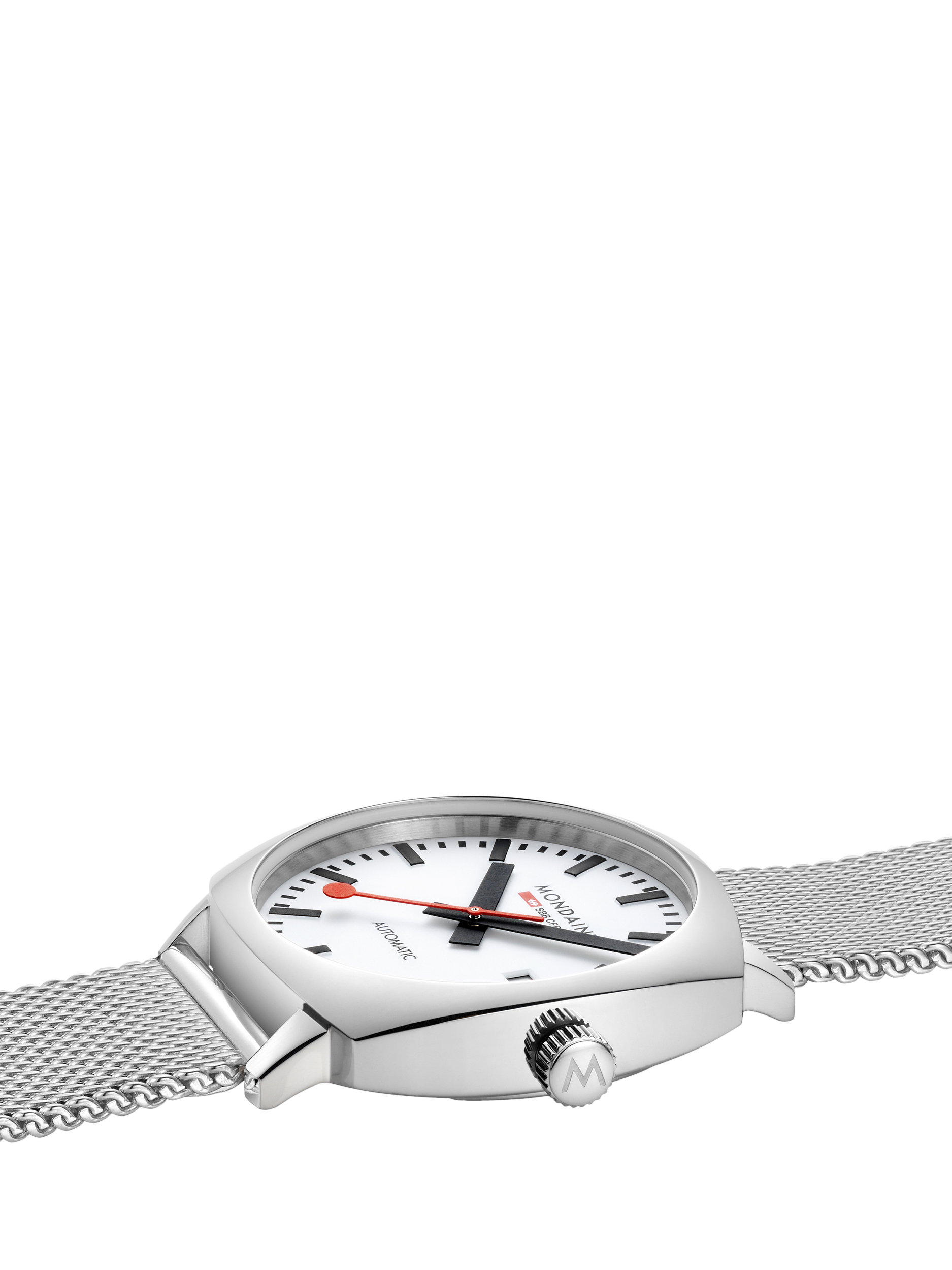 Product image 4 of 9, which shows Mondaine Men's Cushion Automatic MSL3961BLBV Bracelet Strap Watch, Silver