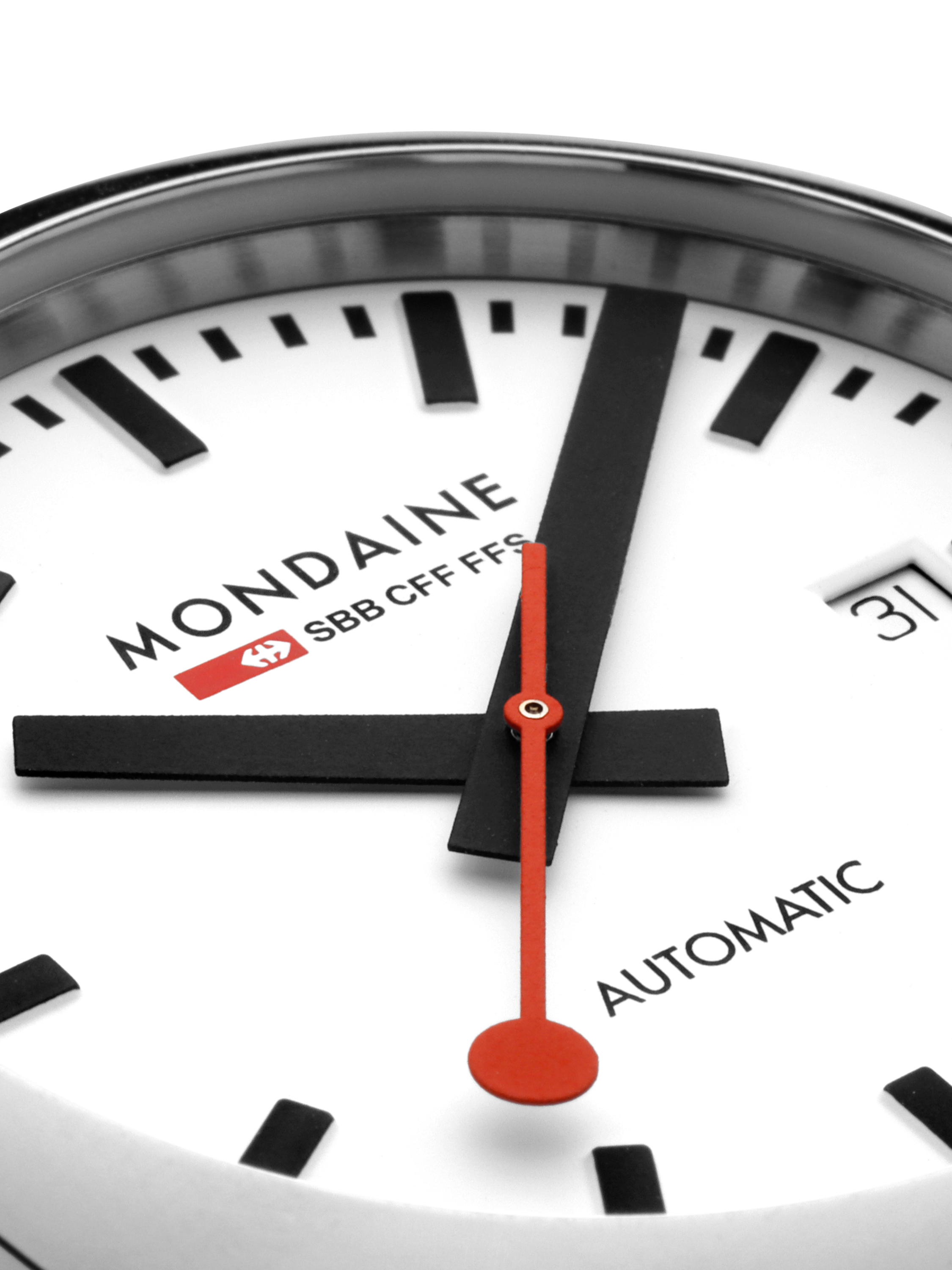 Product image 8 of 9, which shows Mondaine Men's Cushion Automatic MSL3961BLBV Bracelet Strap Watch, Silver