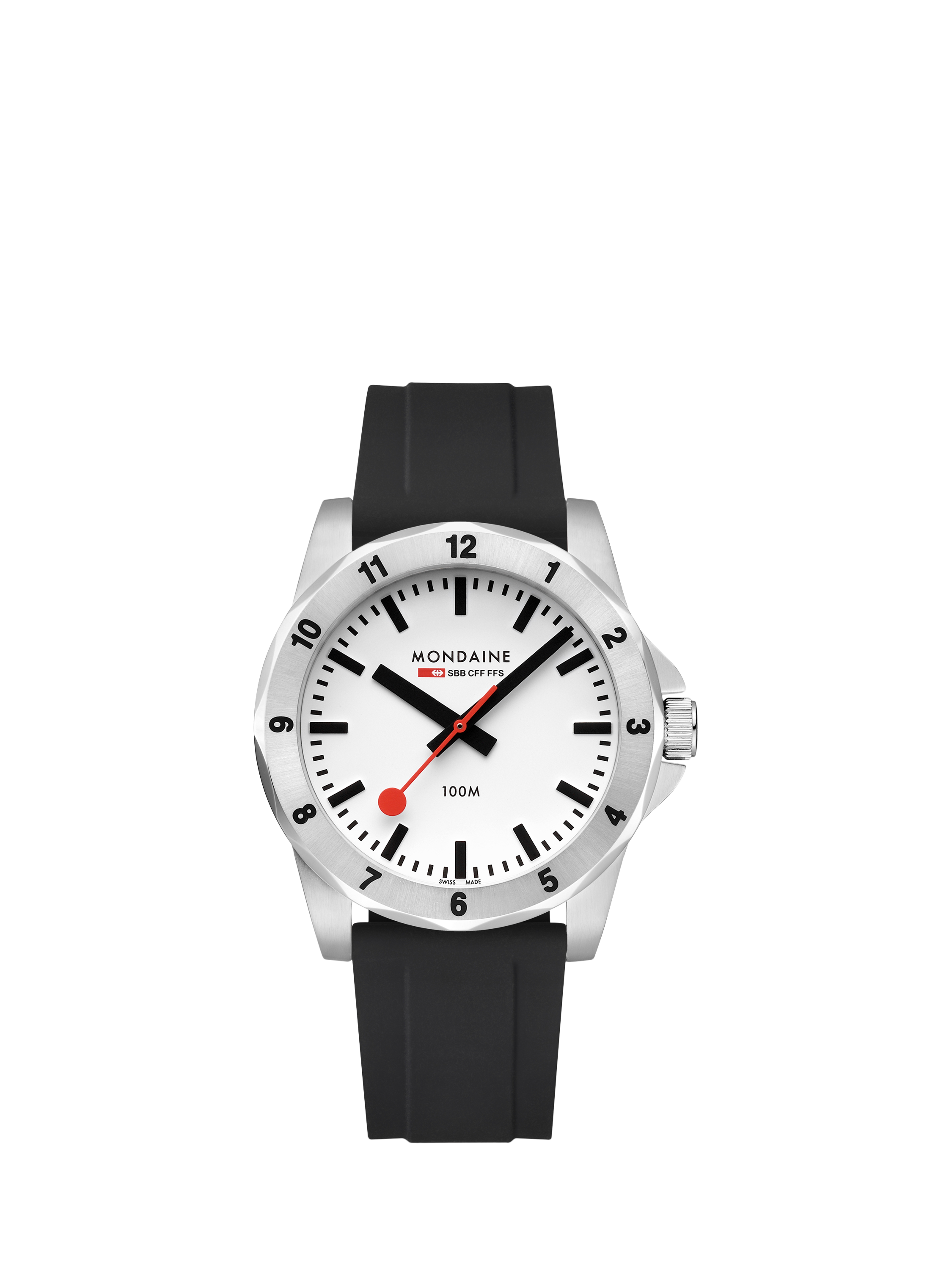 Product image 1 of 11, which shows Mondaine Men's Numeri MSN4211BRB Silicone Strap Watch, Black
