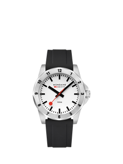 Mondaine Men's Numeri MSN4211BRB Silicone Strap Watch, Black, Black