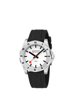 Mondaine Men's Numeri MSN4211BRB Silicone Strap Watch, Black - view 2, Black