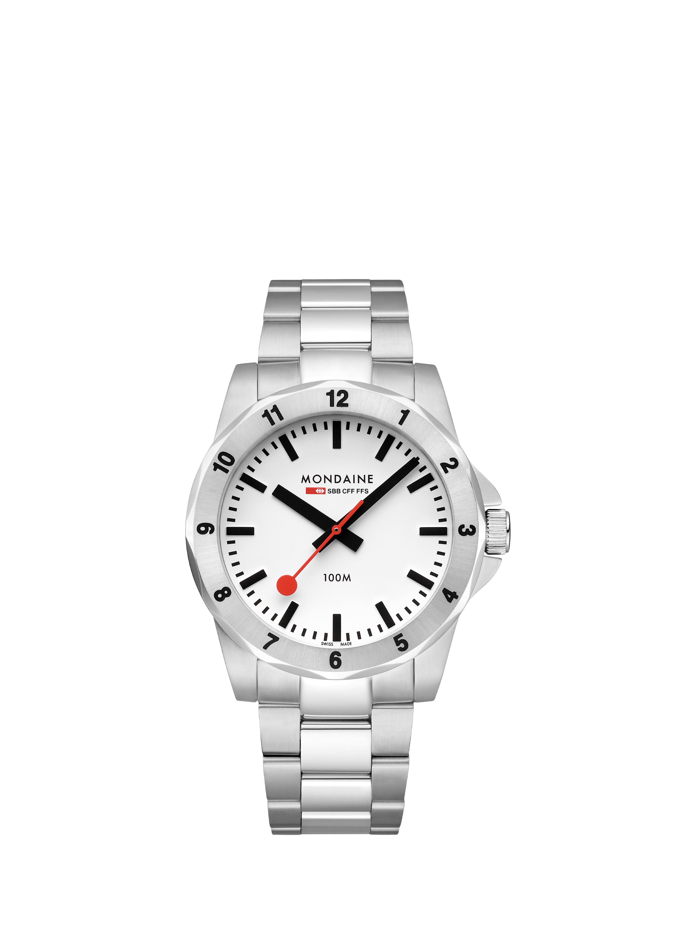 Product image 1 of 10, which shows Mondaine Men's Numeri MSN4211BSK Bracelet Strap Watch, Silver