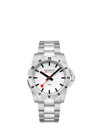 Mondaine MSN4211BSK Men's Numeri 42mm Bracelet Strap Watch, Silver, Silver