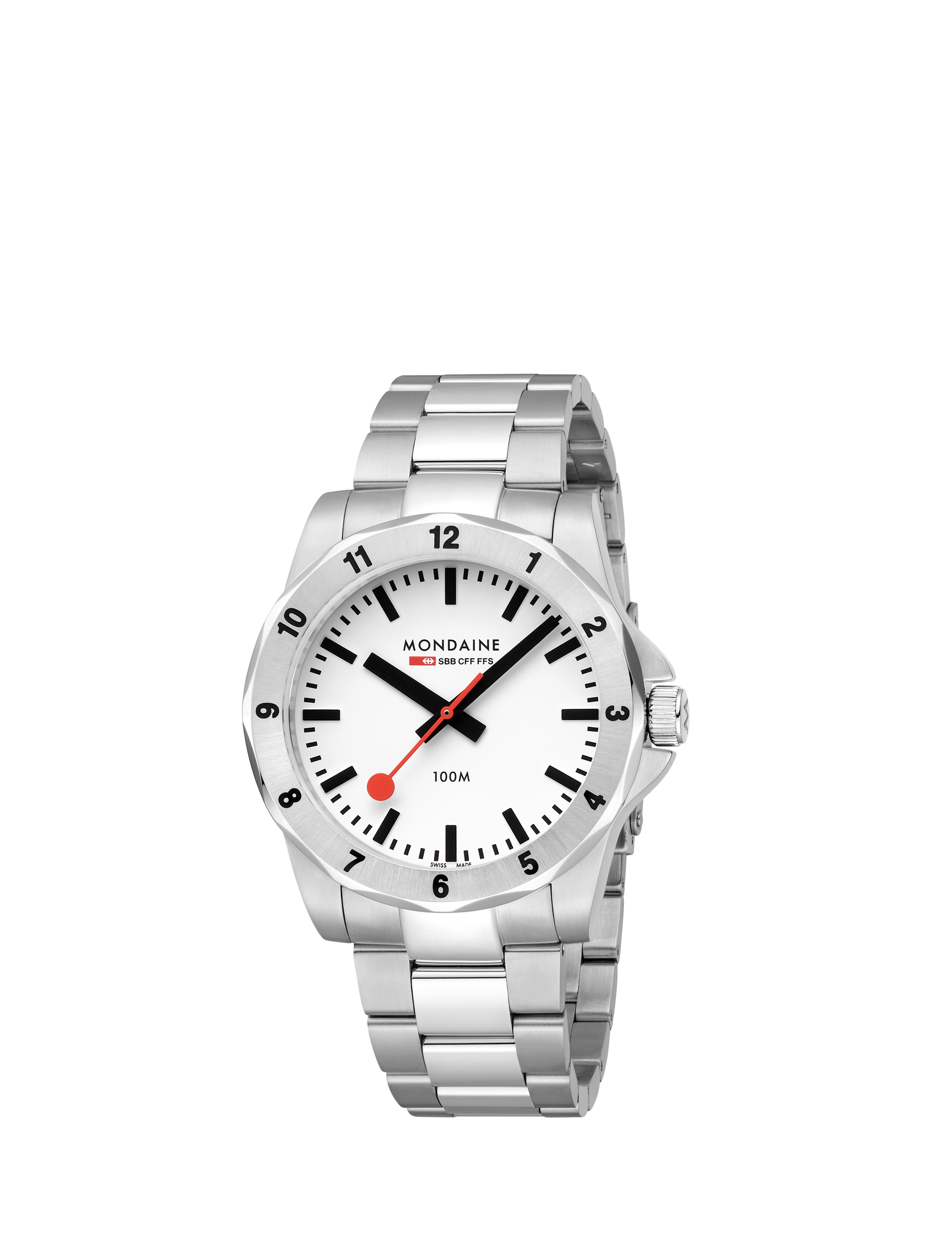Product image 2 of 10, which shows Mondaine Men's Numeri MSN4211BSK Bracelet Strap Watch, Silver