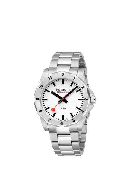 Mondaine MSN4211BSK Men's Numeri 42mm Bracelet Strap Watch, Silver - view 2, Silver