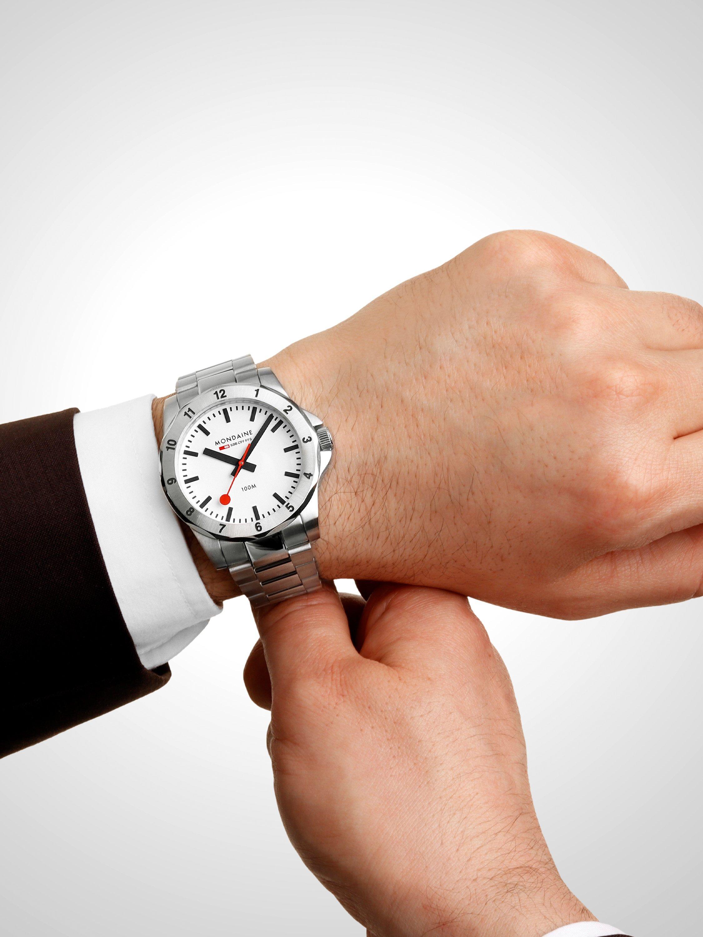 Product image 8 of 10, which shows Mondaine Men's Numeri MSN4211BSK Bracelet Strap Watch, Silver