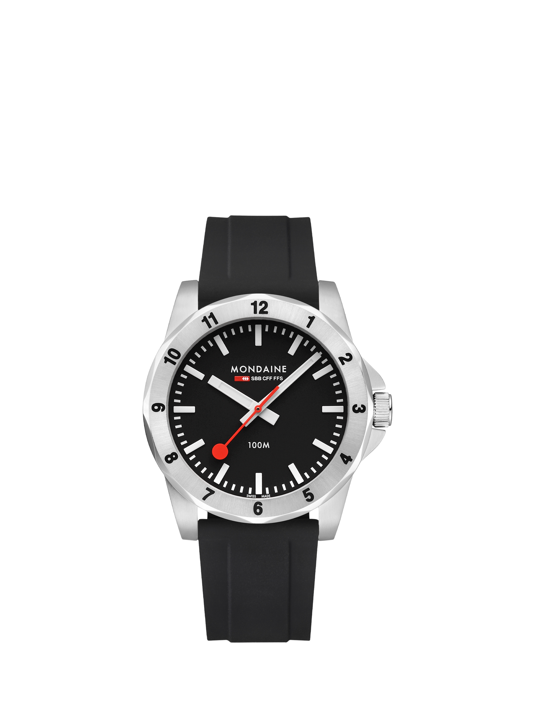 Product image 1 of 10, which shows Mondaine Men's Numeri MSN42120RB Silicone Strap Watch, Black