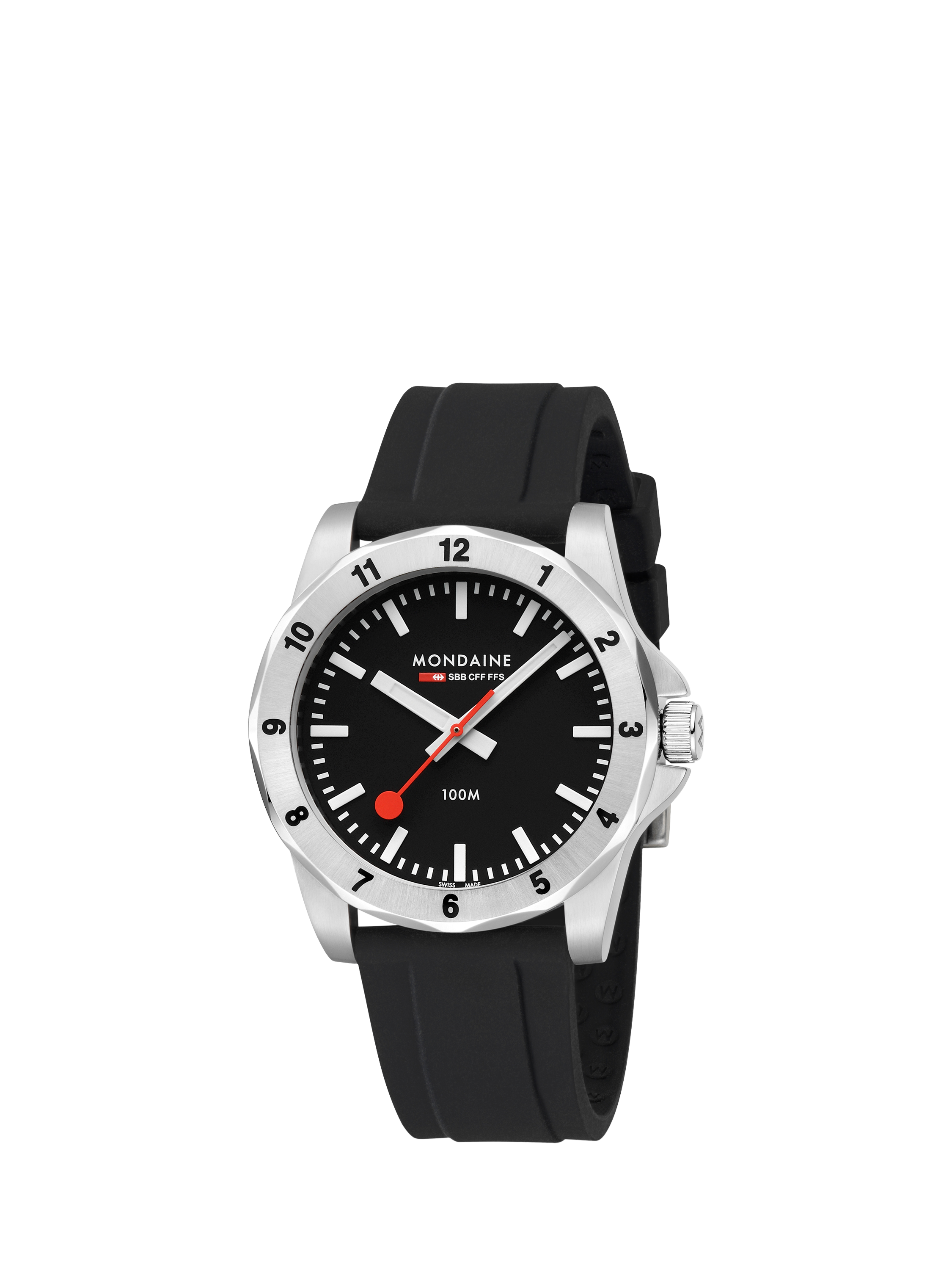 Product image 2 of 10, which shows Mondaine Men's Numeri MSN42120RB Silicone Strap Watch, Black