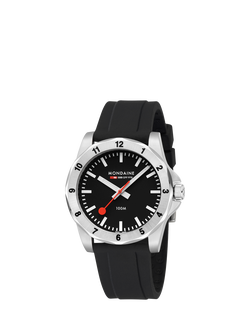 Mondaine Men's Numeri MSN42120RB Silicone Strap Watch, Black - view 2, Black