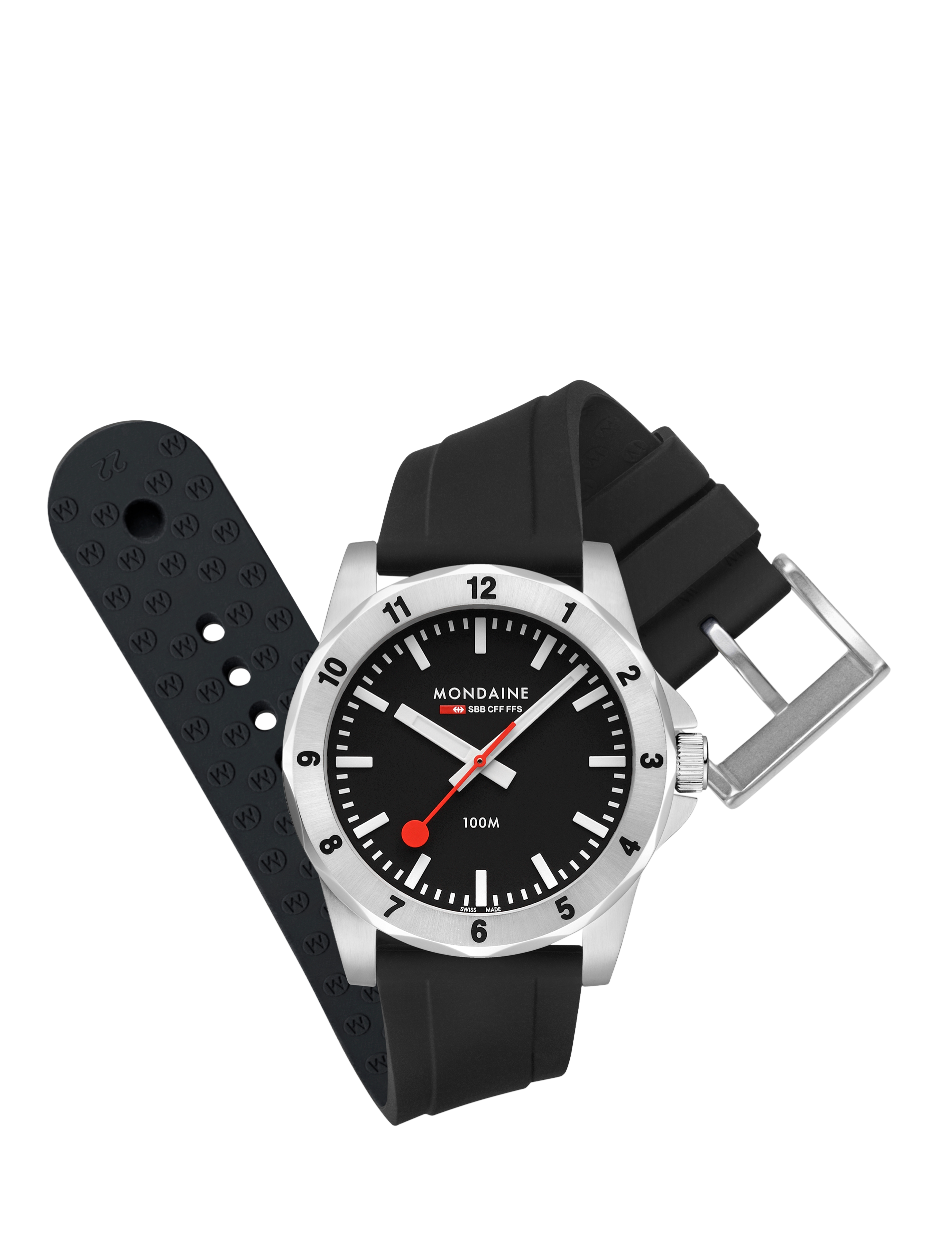 Product image 8 of 10, which shows Mondaine Men's Numeri MSN42120RB Silicone Strap Watch, Black