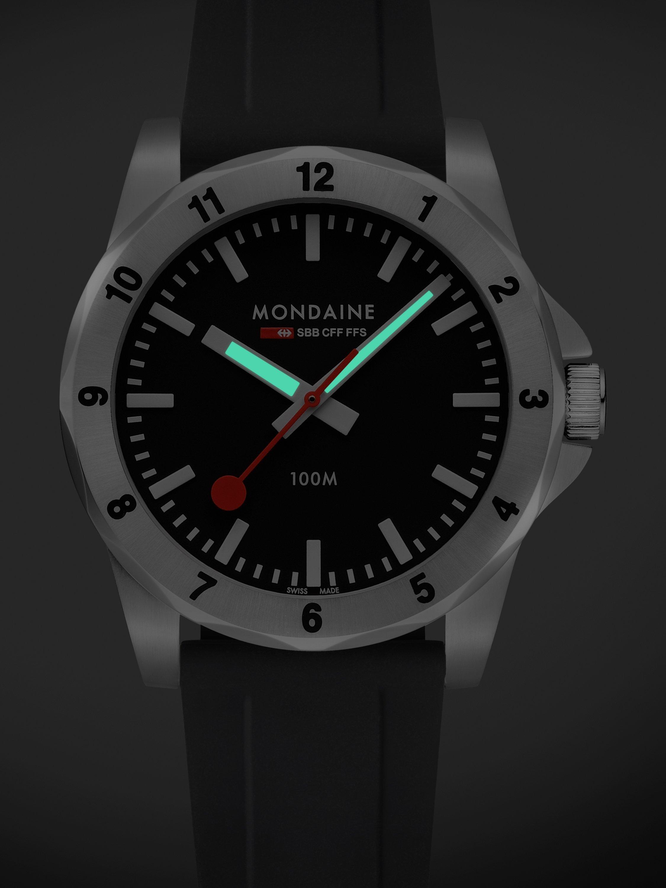Product image 9 of 10, which shows Mondaine Men's Numeri MSN42120RB Silicone Strap Watch, Black