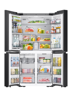 Samsung Bespoke AI Series 9 RM90F67CECEU Freestanding 60/40 American Fridge Freezer with AI Home, Black - view 2, Black
