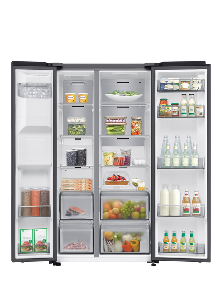 Samsung Series 7 RS70F66KCFEU Freestanding 65/35 Smart American Fridge Freezer with SpaceMax™, Black - view 2, Black