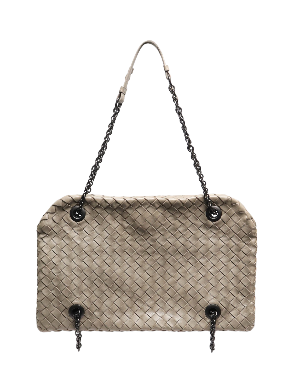 Product image 1 of 7, which shows Pre-loved Bottega Veneta Intrecciato Leather Shoulder Bag, Grey