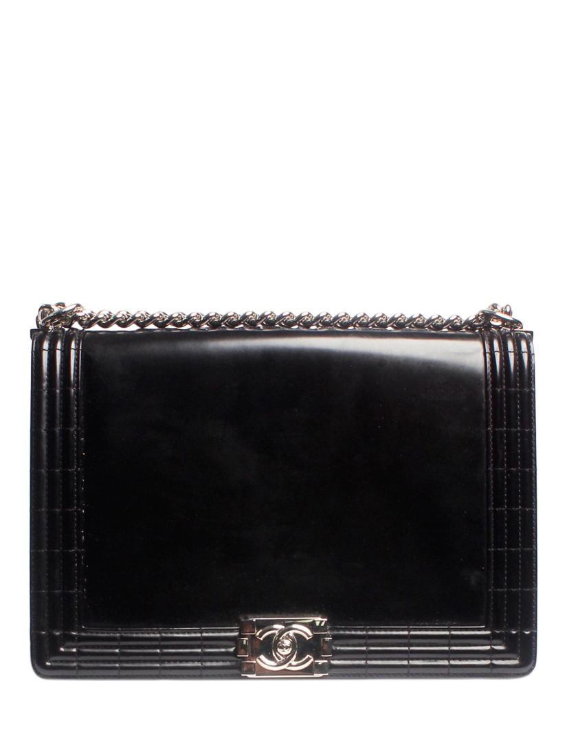 Pre-loved CHANEL 2012 Boy Large Diamond-Quilted Leather Shoulder Bag, Black