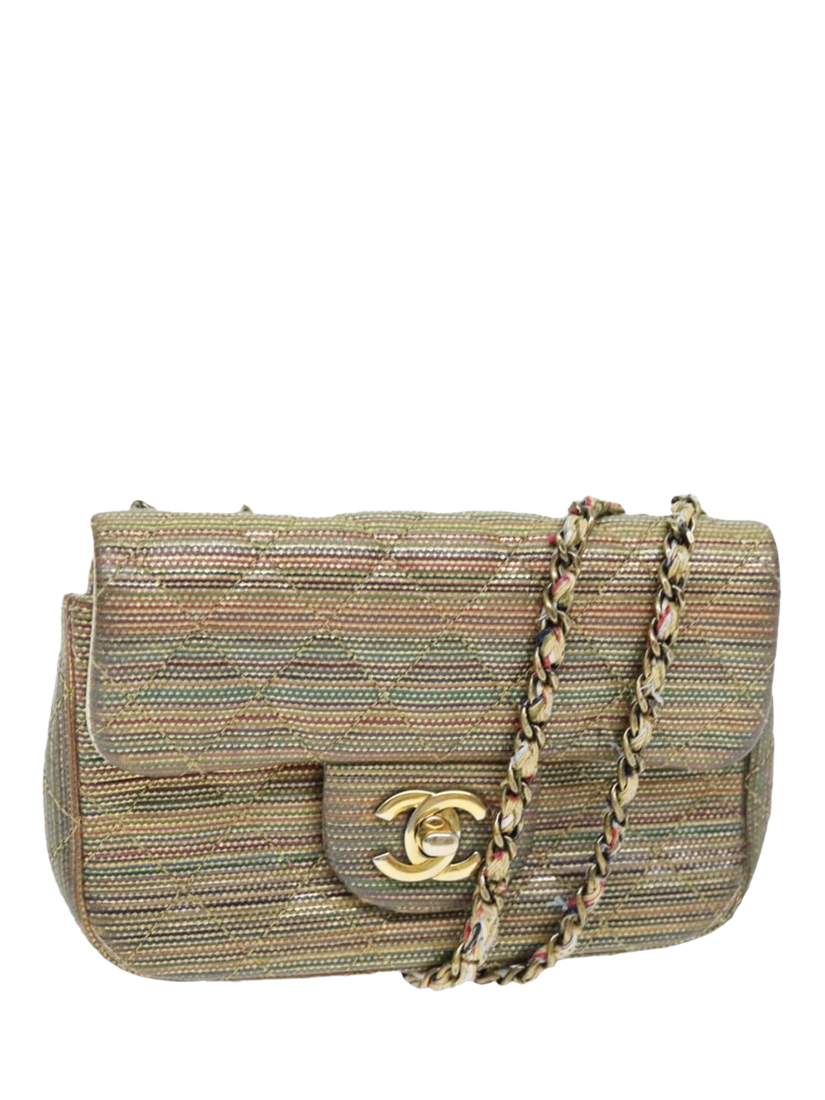 Product image 2 of 10, which shows Pre-loved CHANEL 2015 Mini Lambskin Classic Single Flap Cross Body Bag, Gold