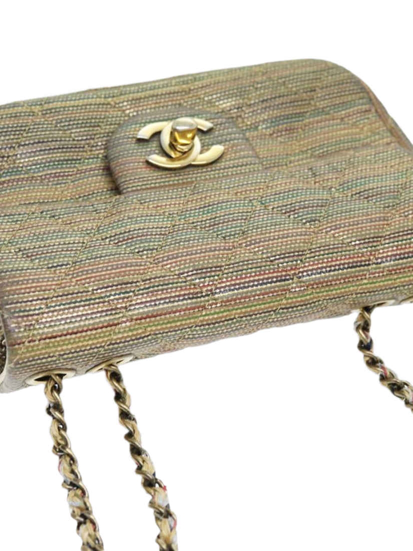 Product image 6 of 10, which shows Pre-loved CHANEL 2015 Mini Lambskin Classic Single Flap Cross Body Bag, Gold