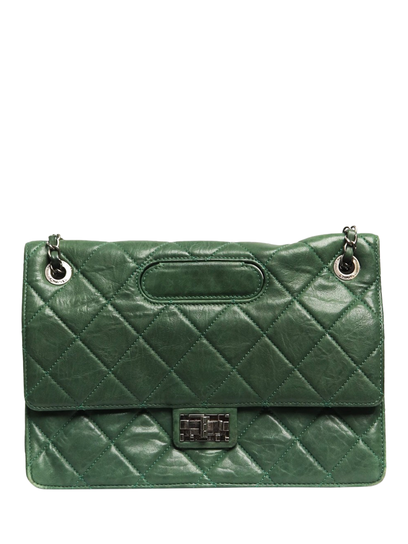 Pre-loved CHANEL 2011 2.55 Lambskin Diamond-Quilted Shoulder Bag, Green