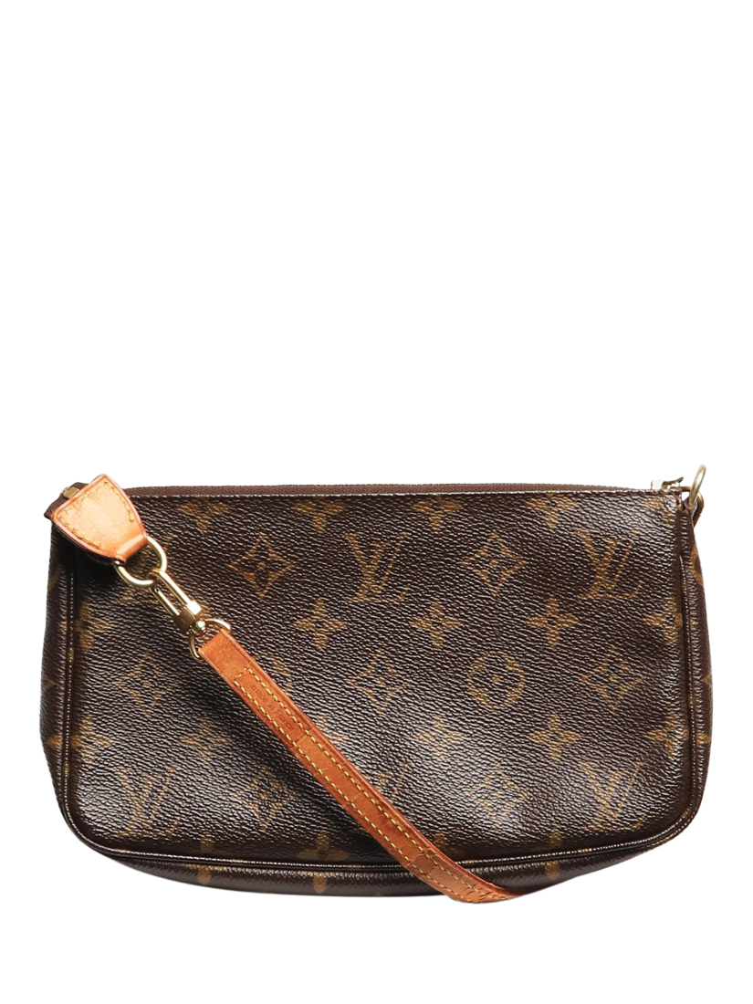 Pre-loved Louis Vuitton Vintage 2002 Monogram Canvas and Leather Pochette Bag, Brown