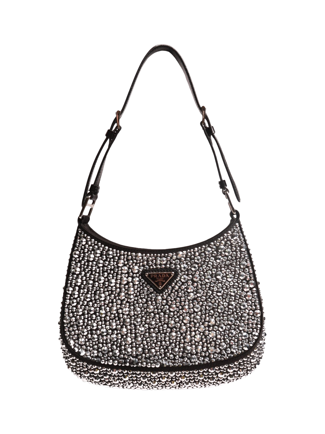 Pre-loved Prada Cleo Crystal Embellished Shoulder Bag, Black