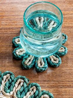 Truly Corn Husk Coaster - view 2, Blue