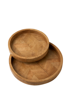 Truly Mango Wood Round Tray, Set of 2, Mango, Mango