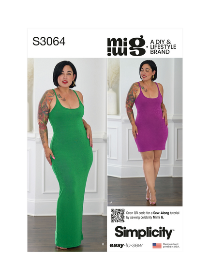 Simplicity Misses' and Women's Knit Dress Sewing Pattern, S3064, Multi