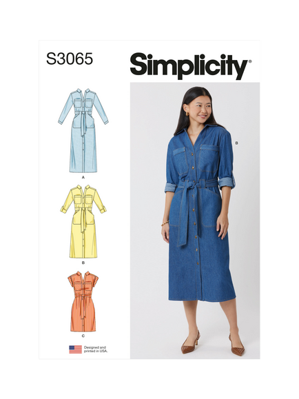 Simplicity Misses' and Women's Dress with Tie Belt Sewing Pattern, S3065, Multi