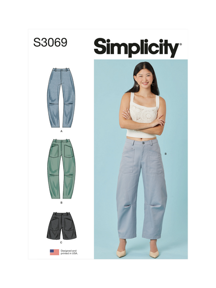 Simplicity Misses' Barrel Leg Pants and Shorts Sewing Pattern, S3069, Multi