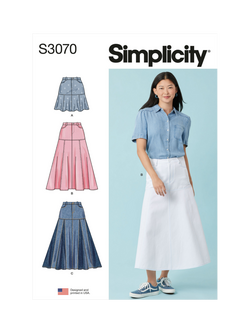 Simplicity Misses' Flared Skirt Sewing Pattern, S3070, Multi