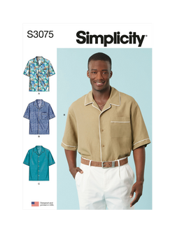 Simplicity Men's Shirts Sewing Pattern, S3075, Multi