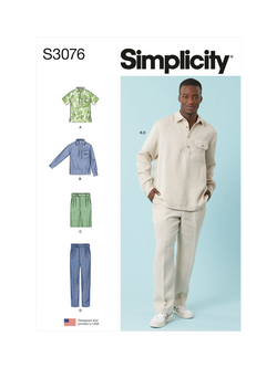 Simplicity Men's Top, Shorts and Pants Sewing Pattern, S3076, Multi