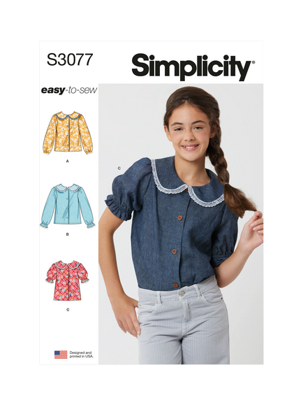 Simplicity Girls' Top Sewing Pattern, S3077, Multi