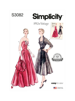 Simplicity Misses' 1950s Vintage Afternoon and Evening Dress and Bolero Sewing Pattern, S3082, Multi