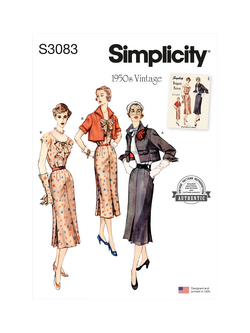 Simplicity Misses' 1950s Vintage Dress and Jacket Sewing Pattern, S3083, Multi