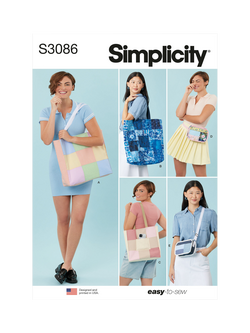 Simplicity Patchwork Bags Sewing Pattern, S3086, Multi