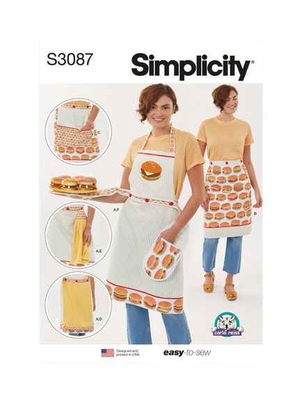 Simplicity Aprons and Button On Accessories Sewing Pattern, S30867, Multi