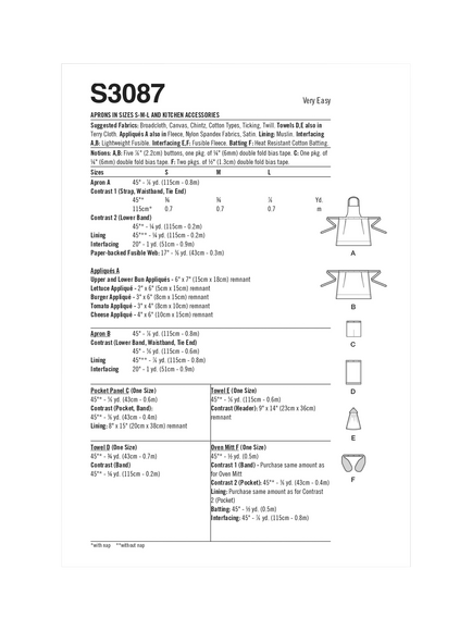 Simplicity Aprons and Button On Accessories Sewing Pattern, S30867 - view 2, Multi