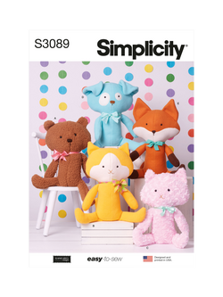 Simplicity 38cm Plush Pets Sewing Pattern, S3089, Multi
